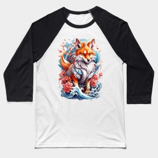 Kitsune fox, Japanese wave Baseball T-Shirt